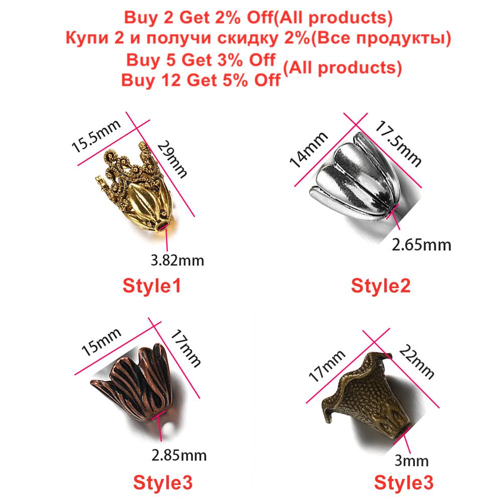 4Style 2Pcs/Lot Alloy Hollow Flower Beads Caps End Cap Connectors for DIY Earrings Jewelry Findings Making Component Accessroies