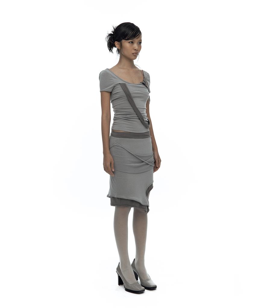 Kasiko Peek-A-Boo Strap Skirt Warm Gray