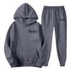 Mens Hooded Sweatshirt Set Loose Fit Printed Casual Tracksuit Fashion
