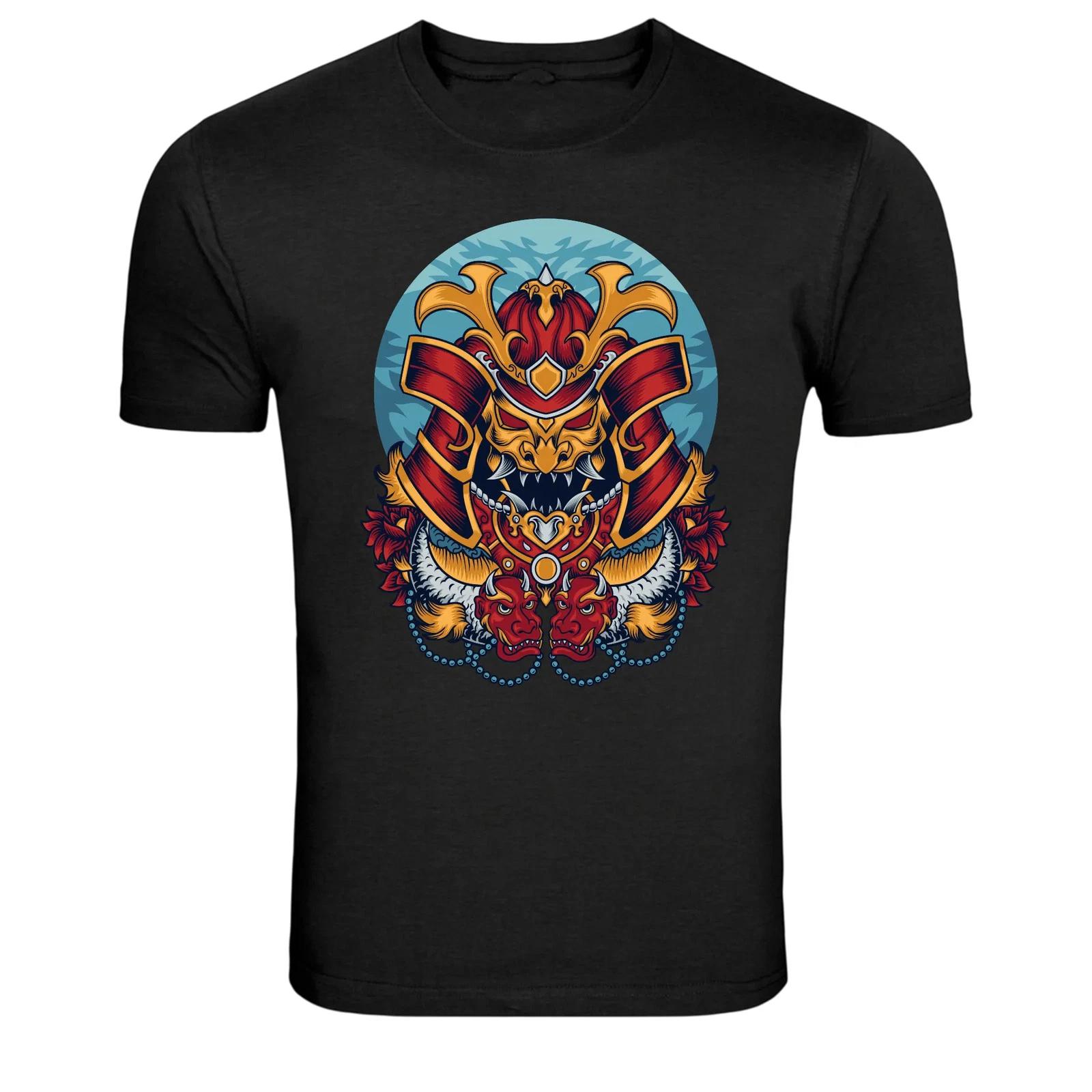 Samurai Mask Demon Warrior Japanese Graphic T-Shirt M
