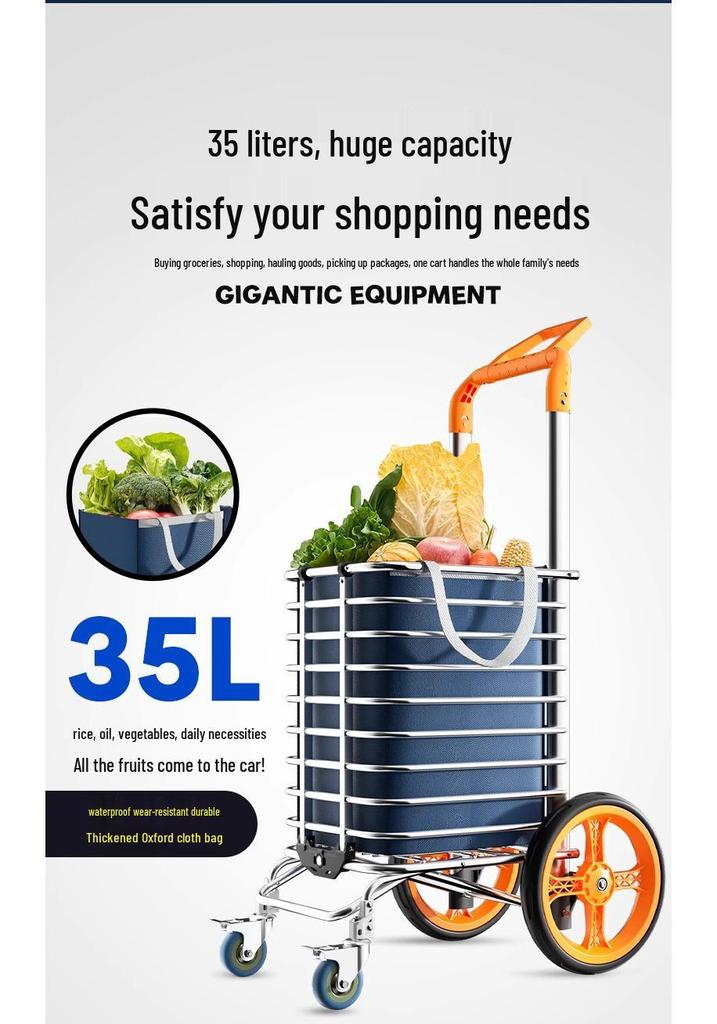 Giantex Folding Stair Climbing Grocery Cart - Lightweight, Portable & Hand-Pulled for Seniors