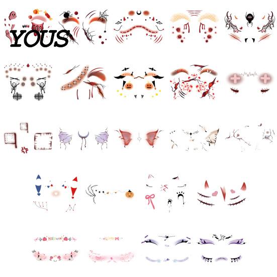 Skin Friendly Temporary Face Art Halloween Tattoo Stickers, Waterproof Scary Makeup Decals for Party, Kits Adults Wound Scar Body Kids Water Transfer