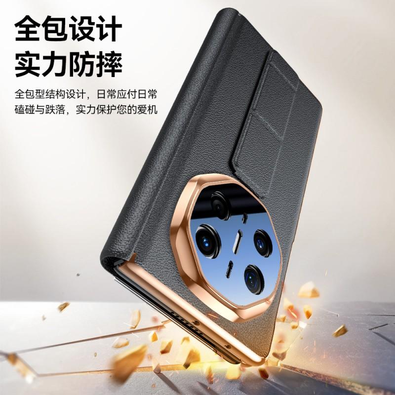 Premium Genuine Leather Smart Watch Case With Dual Hinge Strap Mate X6 X5 Pro Shockproof Heat Dissipation Anti-Scratch