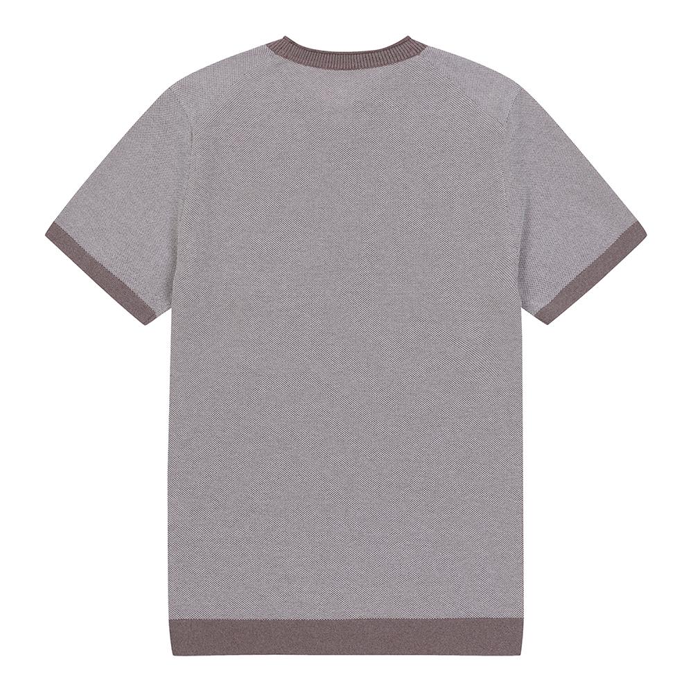 FERRAROMILANO Men'S Two-Tone Color Mix Round Neck Short Sleeve Sweater Purple (A0C220183)