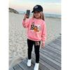 Girls' Halloween Boo Casual Comfortable Soft Loose Pullover Sweatshirt and Leggings 2-Piece Set, New Autumn/Winter, Playful, Sweet and Cool Style