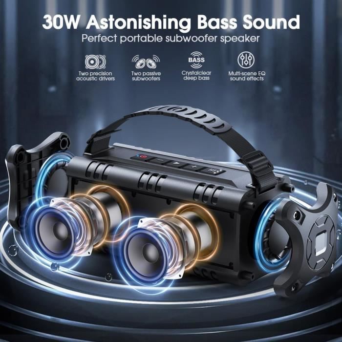 Enceinte bluetooth - w-king - 30w - étanche ipx6 - 24h autonomie - bluetooth 5.0