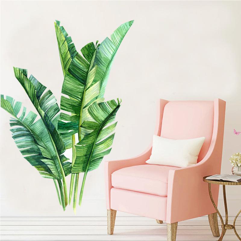 Green Large Leaf Wall Sticker, Tropical Plants Decor, Self-Adhesive Poster for Dorm Room