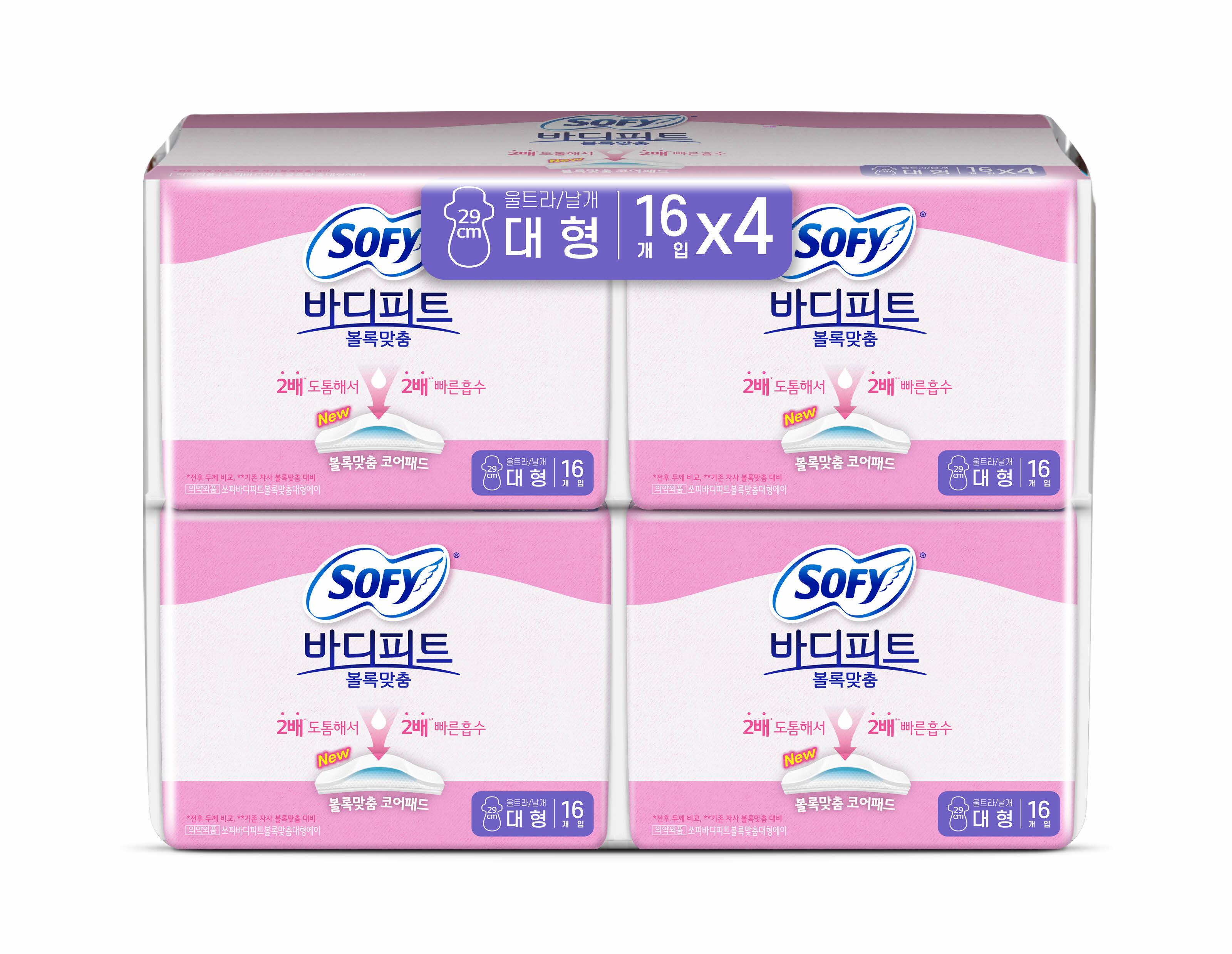 

Софи. Body Fit Convex Fit 4 Bundle Special 3 типа Выберите 1 (Средний 64P / Большой 64P / Сверхдлинный 10P) Large 16p*4 pack (total 64p)