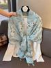 Women'S Floral Print Scarf 180X90Cm Warm Fashion Shawl With Tassels Lightweight Rectangular Sand-Proof Beach Wrap Muslim Hijab