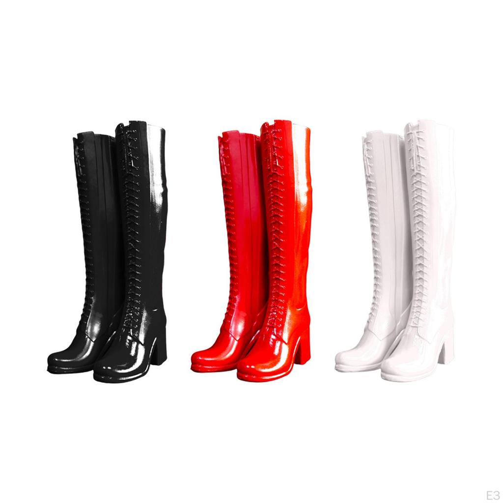 1 Pair Action Figure Doll Boots Knee High Heel Accessory PP Sole Round Toe Footwear Suitable for