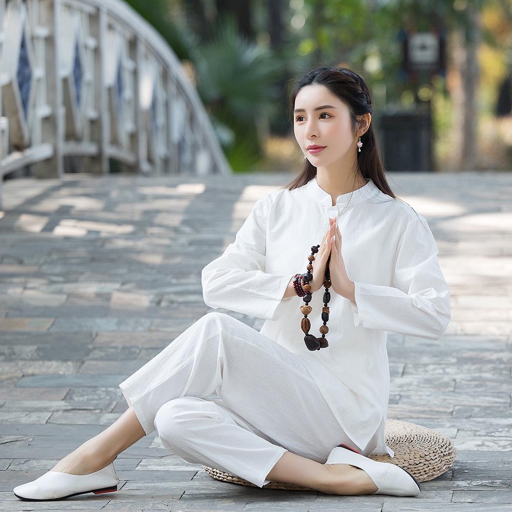 

Комплект для йоги и медитации в китайском ретро-стиле Тан для весны/осени Medium белый