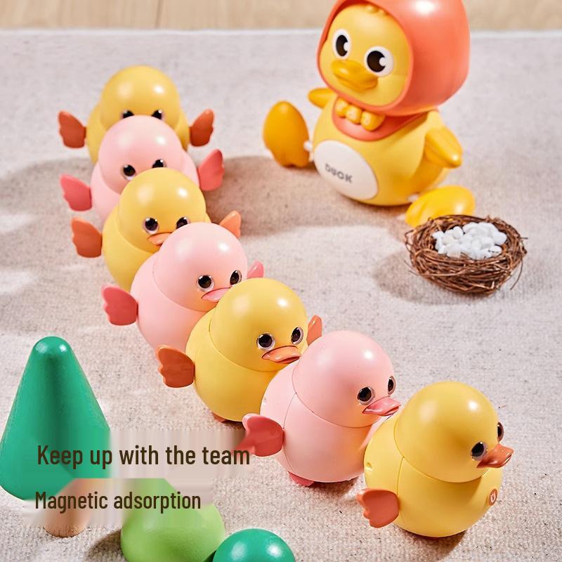 Children's Musical Crawling Duck Toy with Magnetic Suction and Lights for Early Education