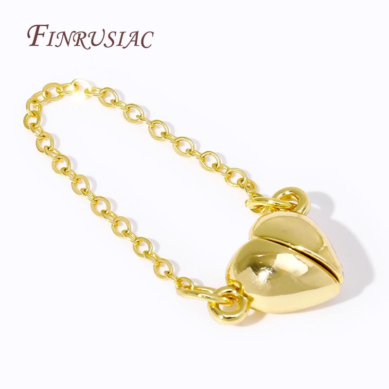 DIY Bracelets Accessories 18K Gold Plated Strong Magnetic Clasps Heart Magnet End Clasp Connectors For Jewelry Making Fittings