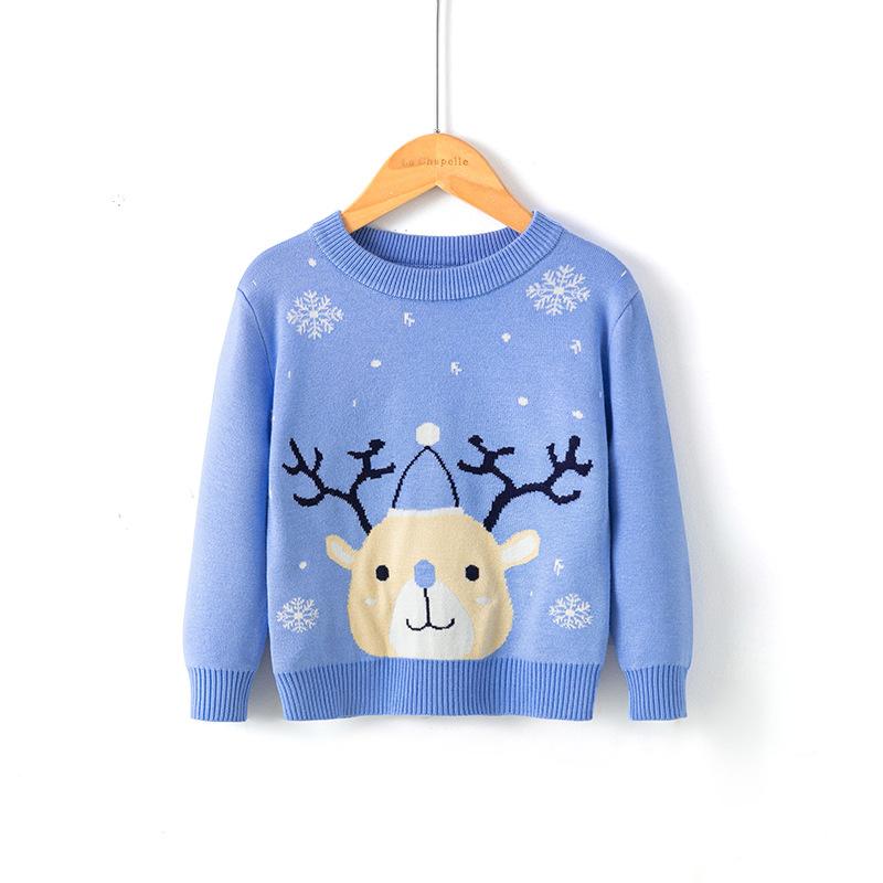 New Christmas Reindeer Sweaters for Children, Autumn and Winter Knitted Sweaters for Boys, Girls and Babies