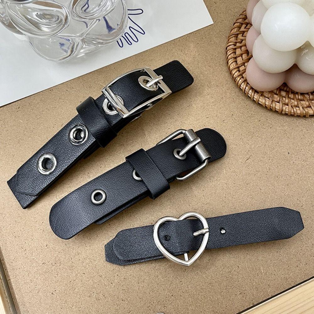 

Creative Belt Fastener Barrettes Black Y2K Heart Hairpin Belt Hair Clip Hair Styling Accessory 3pcs/set