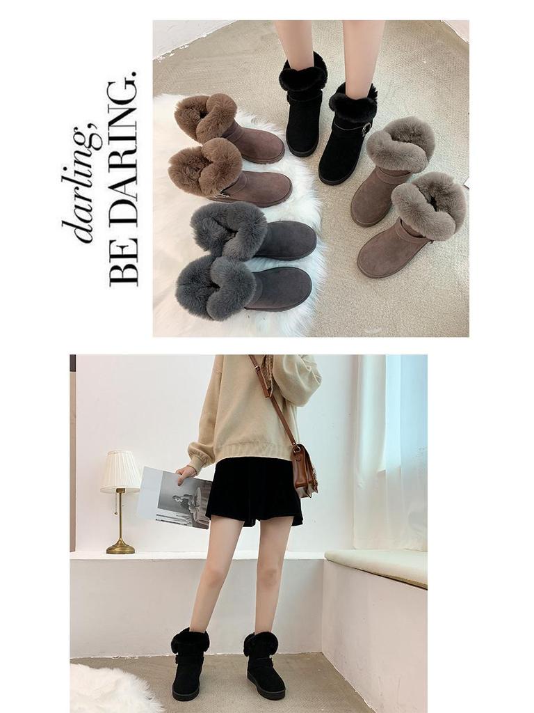 Women's 2024 Winter Waterproof Mid-Tube Snow Boots: Thick, Warm Cotton, All-Match, Student-Friendly, Easy Slip-On In Northeast Style