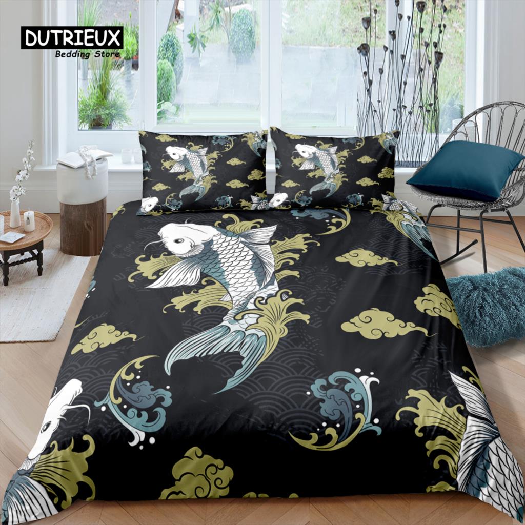 Home Living Luxury 3D Fish Bedding Set Girl Duvet Cover Set Pillowcase Kids Bedding Set Queen and King EU/US/AU/UK Size
