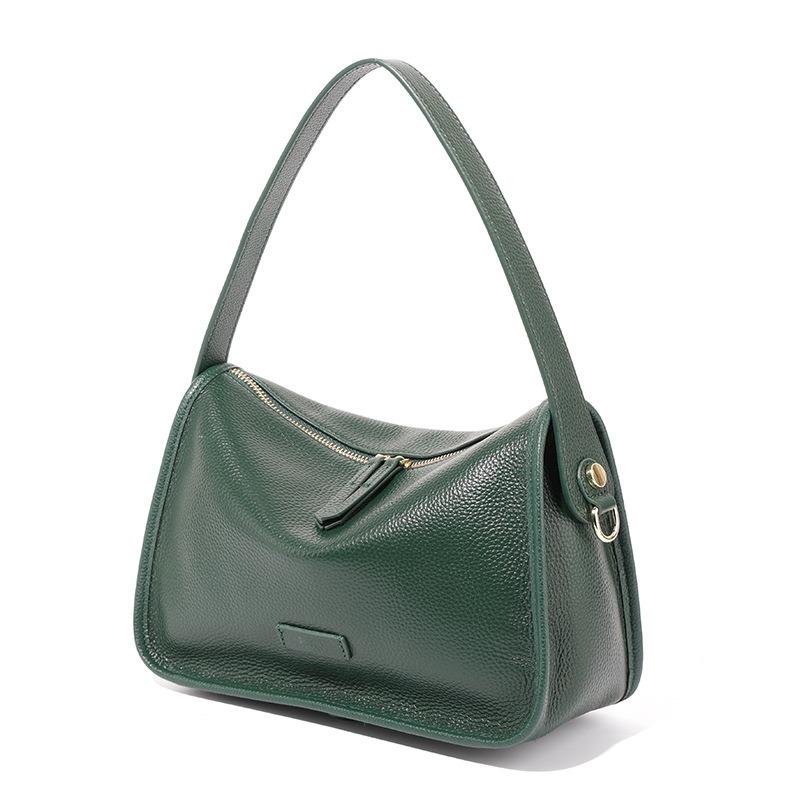 First layer cowhide bag women's new leather pillow bag retro simple and versatile shoulder bag commuter armpit bag