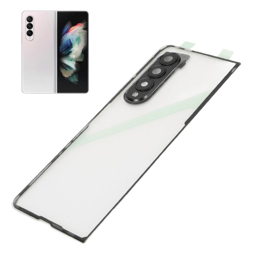 Cover Posteriore in Vetro Trasparente per Cellulare Sostitutiva per Fold 3 5G F926 con Supporto per Telefono e Foro per Obiettivo Fotocamera