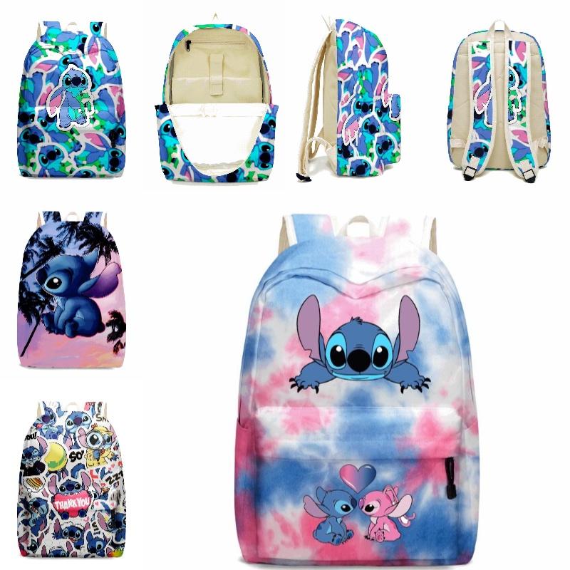 Zaino carino di Stitch per bambini con scomparti con cerniera e tasche
