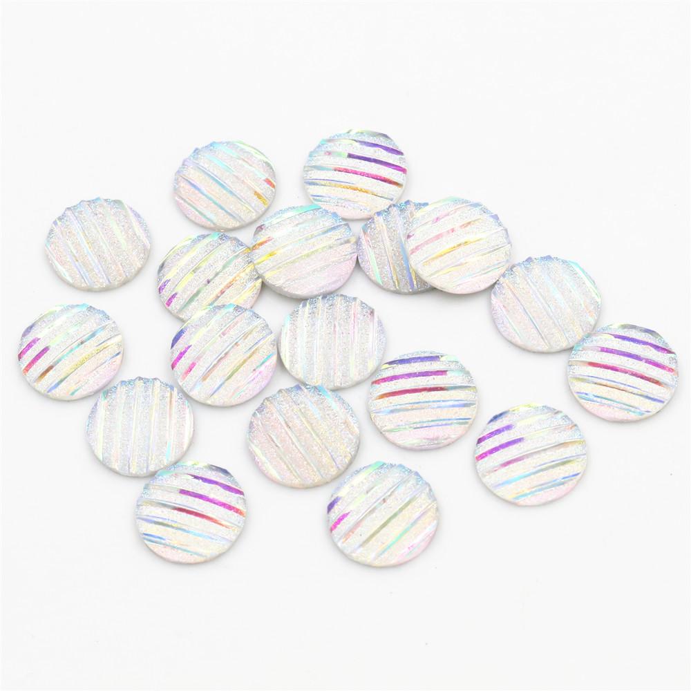 40pcs 8mm 10mm 12mm Mix Colors Mermaid Fish Scale Flat back Rhinestone Round Cabochon Embellishment Scrapbooking DIY Crafts