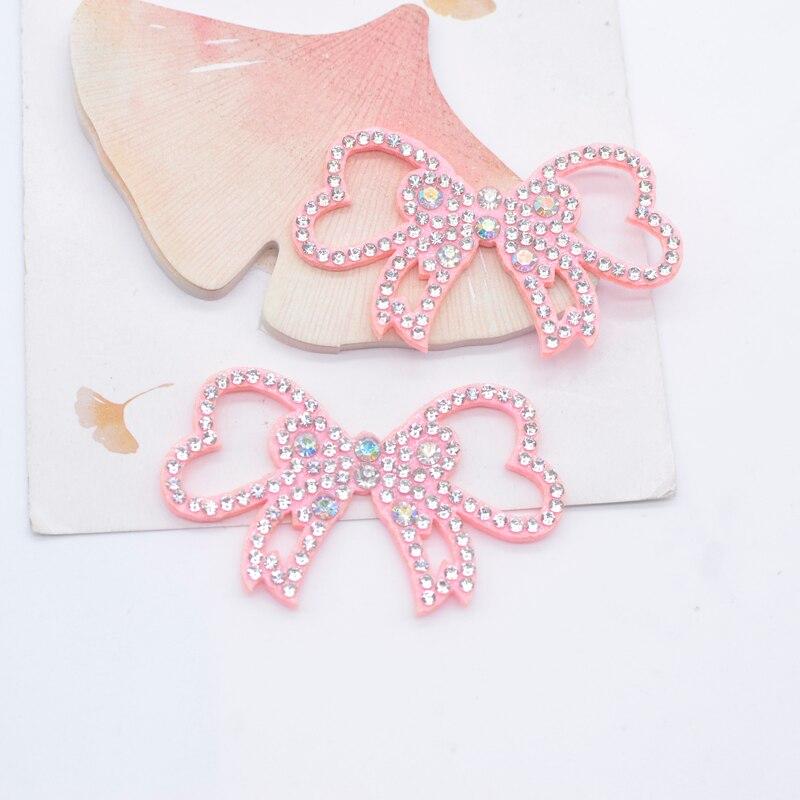 10 stk 56*34 mm polstret rhinestone sløyfe slips applikasjoner DIY Crafts Rhinstone Patches Flatback Scrapbooking Ornament Accessories