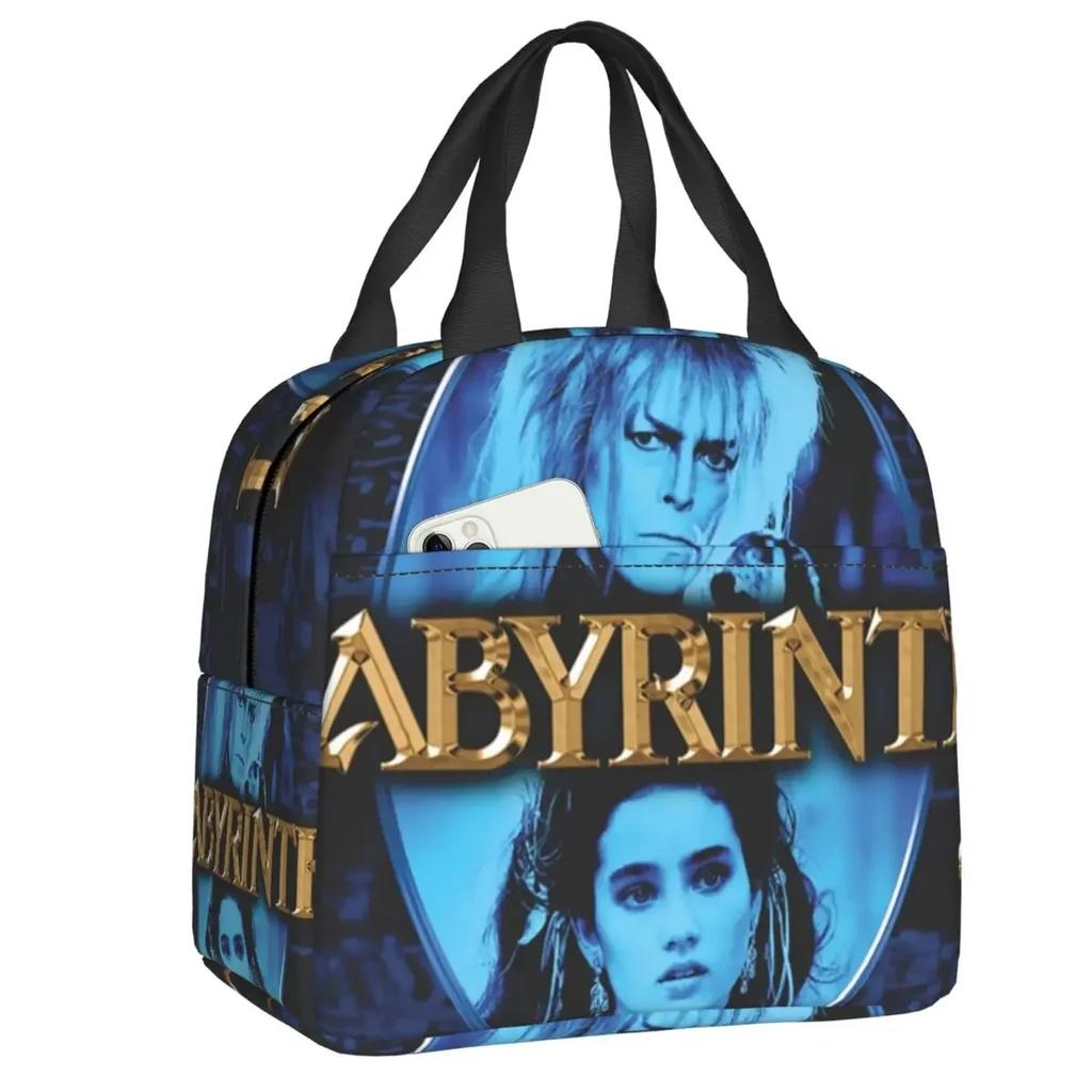 Labyrinth Worm Insulated Lunch Bag for Outdoor Picnic Musical Adventure Movie Leakproof Cooler Thermal Lunch Box Women Kids