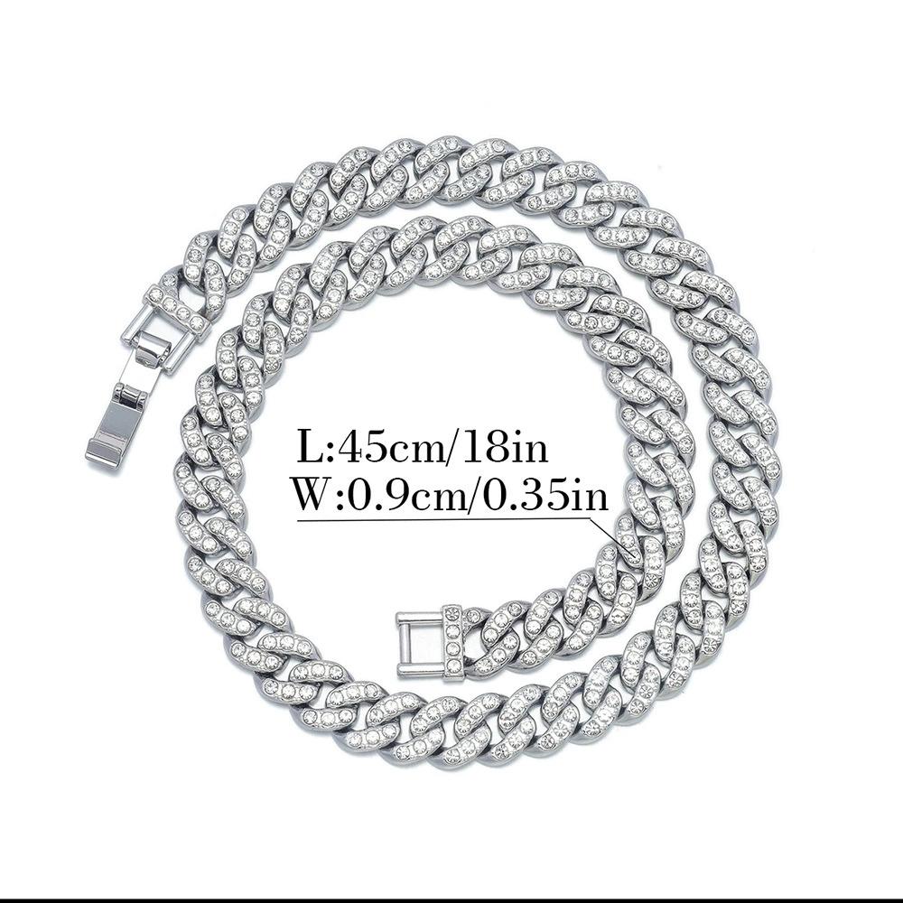 New High Quality 9MM Width Miami Cuban Chain Necklace For Men Women Hip Hop Iced Out Bling Charm Chains Necklace Fashion Jewelry