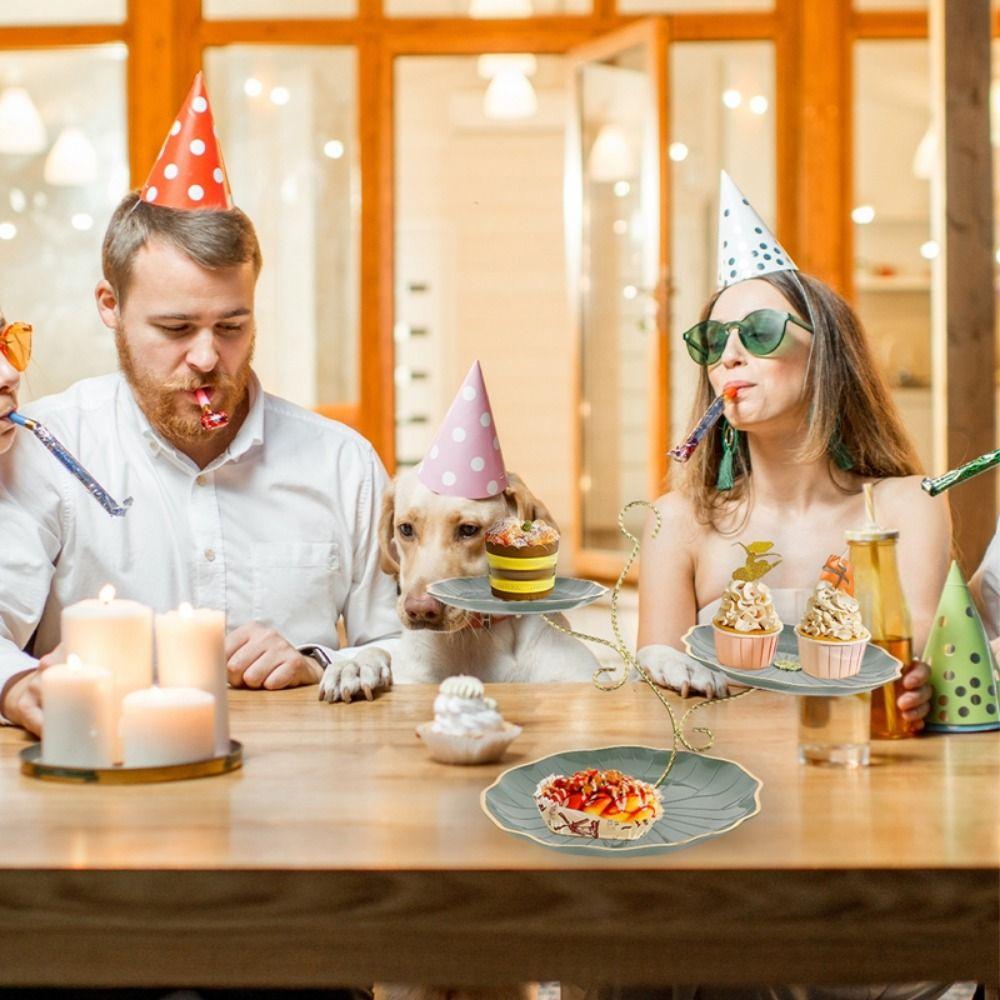 Kakefat med stor kapasitet, grenformet, stabilt, trelags fruktfat, 3-etasjers serveringsbrett, kjøkken