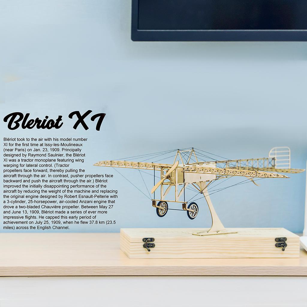 DWH VX14 1:23 Scale 380mm Wingspan Airplane Static Wooden DIY Building Model Bleriot XI Aeroplane 3D Puzzles DIY