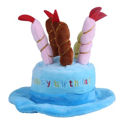 Candles Design Pet Costume Birthday Hats Accessory for Dogs Small Animals Blue