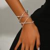 A Minimalist European And American Style Open Cuff Bracelet Adorned with Full Rhinestones, Featuring a Silver-Plated Design