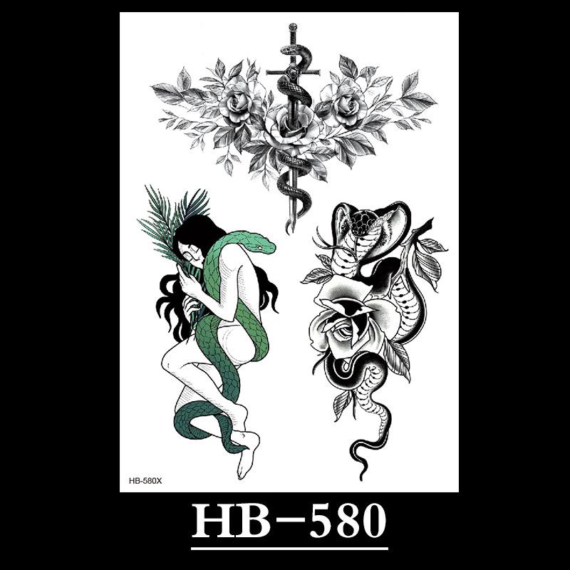 Flower Sketch Tattoo Sticker, Black And White Half Arm Tattoo Sticker, Waterproof And Sweat Proof Tattoo