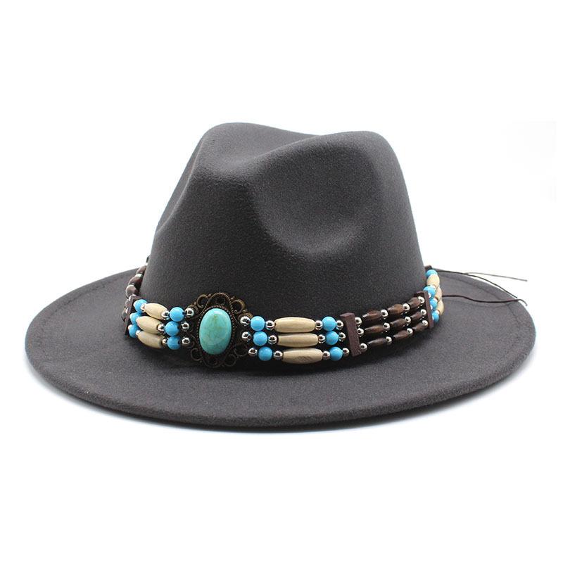 Jazz Hat Woolen Imitation Wool Felt Hat Neutral Versatile Top Hat Men'S And Women'S Cowboy Hats