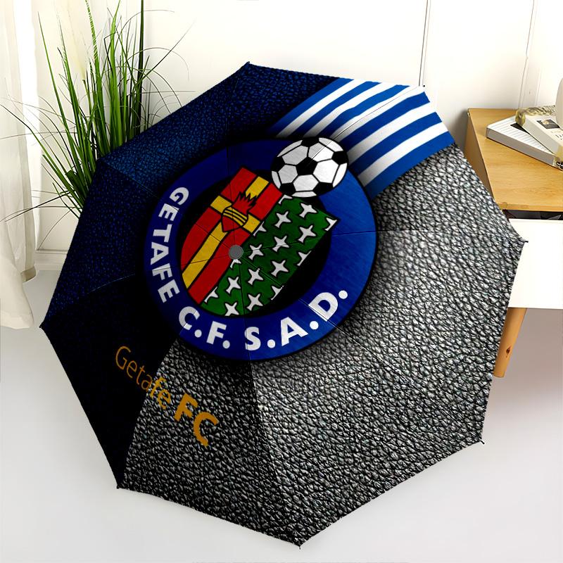 Getafe CF pattern, automatic folding umbrella, portable and foldable design, 8 ribs, a Christmas or birthday gift.