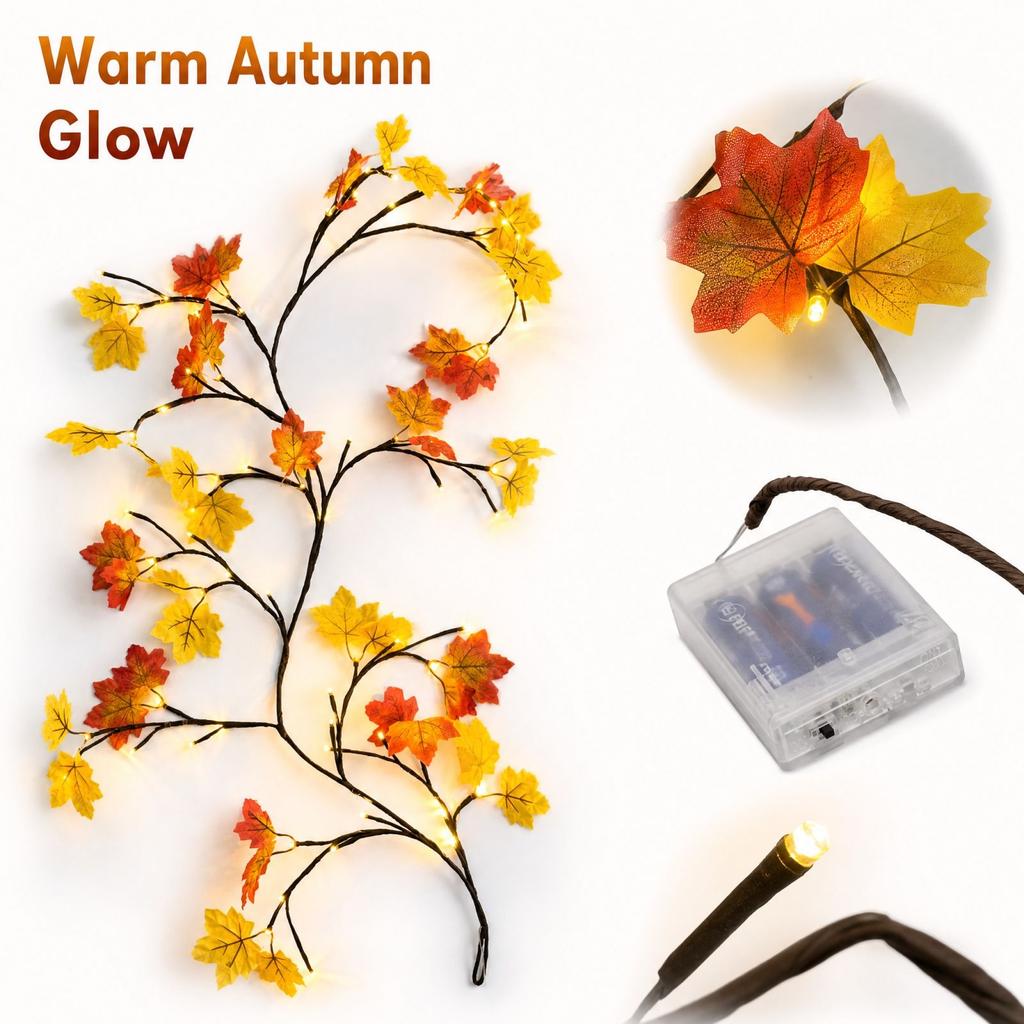 Shapeable LED String Lights with Remote, 1.6M LED Lights with Leaf Butterfly Flower Decor, 8 Lighting Modes for Home Decoration