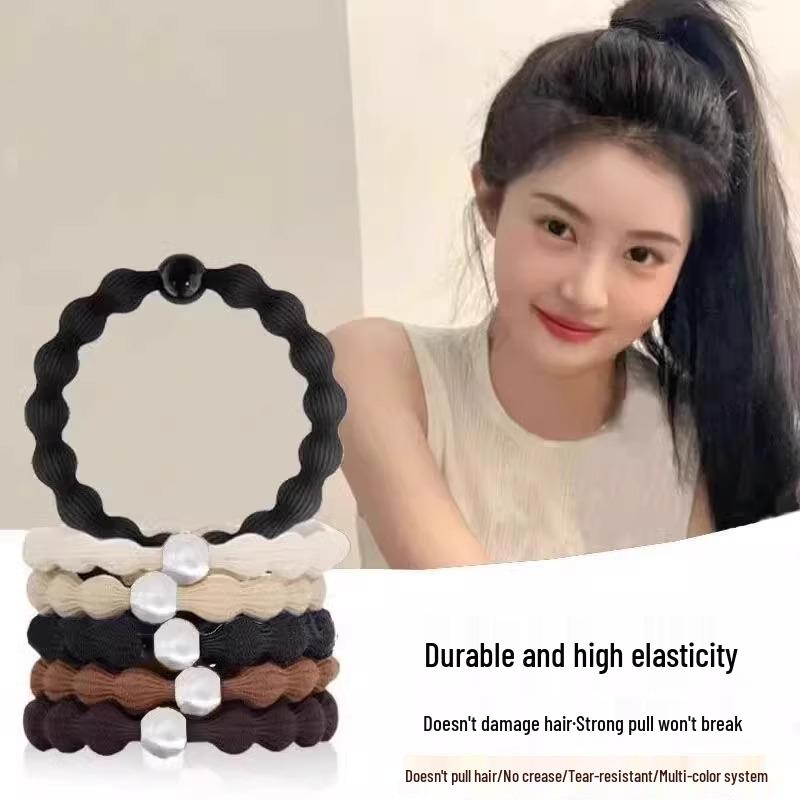 10-Pack Temperamental Bean Hair Ties - High Elastic Women's Ponytail Holders, Durable & Stylish.