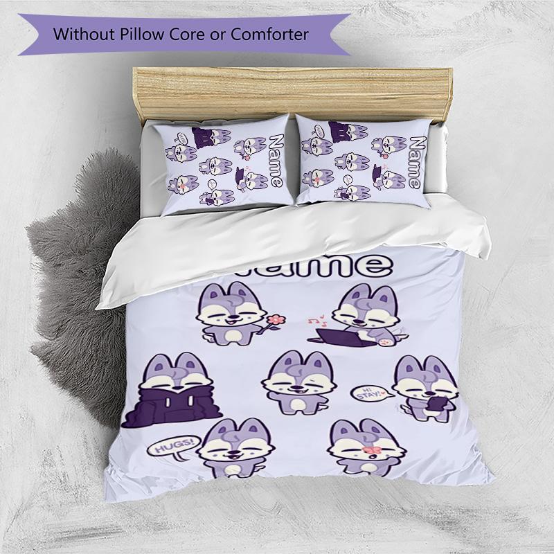3pcs Kpop Team2 Cover Set - Personalized Name, HD Printed Bedding with 1 Cover and 2 Pillowcases - Perfect for Home Decor, Easy Care