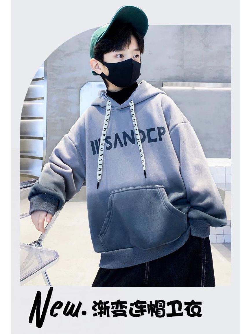 2025 Boys Gradient Hooded Sweatshirt - SpringAutumn Long-Sleeve Fashion Top 150 cm джинсовый синий 1760₽