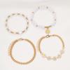 Elegant 4pc Daisy & Imitation Pearl Bracelet Set - Cute Zinc Alloy  for Stylish Girls, Ideal Gift