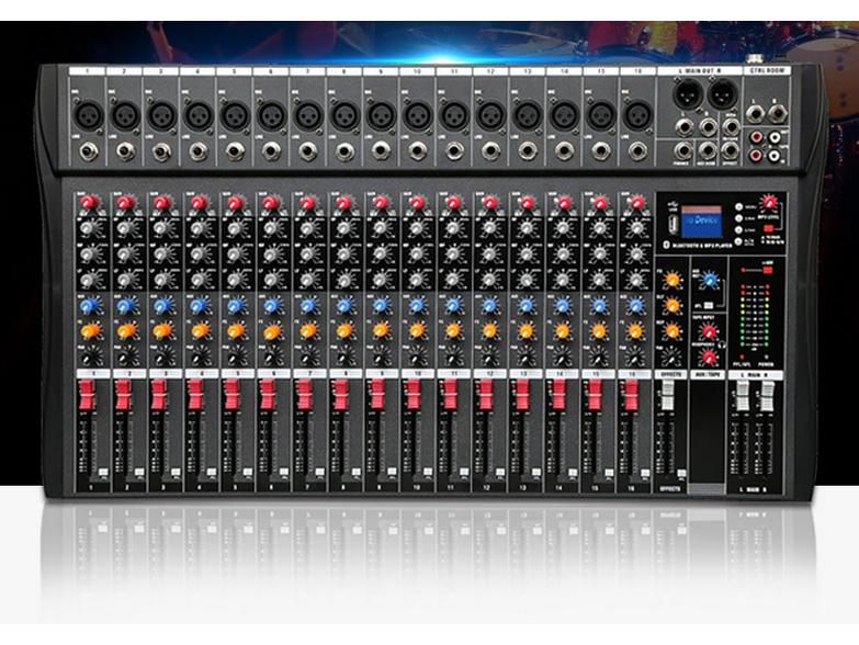 16-Channel Professional Karaoke Mixer with USB, Bluetooth, and Reverberation Effects for Stage Performance Monitoring