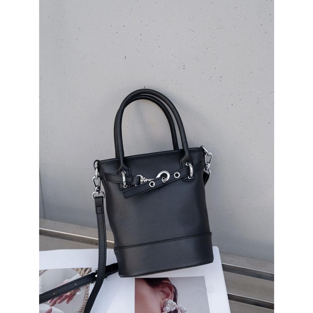 Cowhide Niche Versatile Women's Bags, Shoulder Messenger Bags, Simple Women's Bags, Zipper Bucket Bags