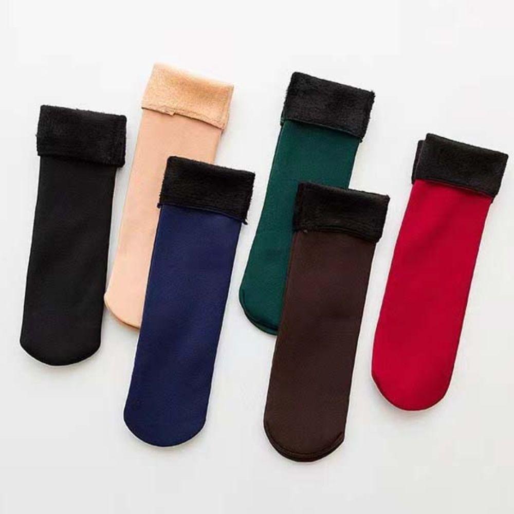 12Pairs Simple Thicken Warm Socks Thicker Winter Socks Women Basic Thermal Mid Length Socks  Hosiery