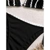 Sexy Crochet Bikini Women Black White Weave Patchwork Push Up Micro Swimsuit Brazilian Bathing Suit Tie Side Thong Swimwear