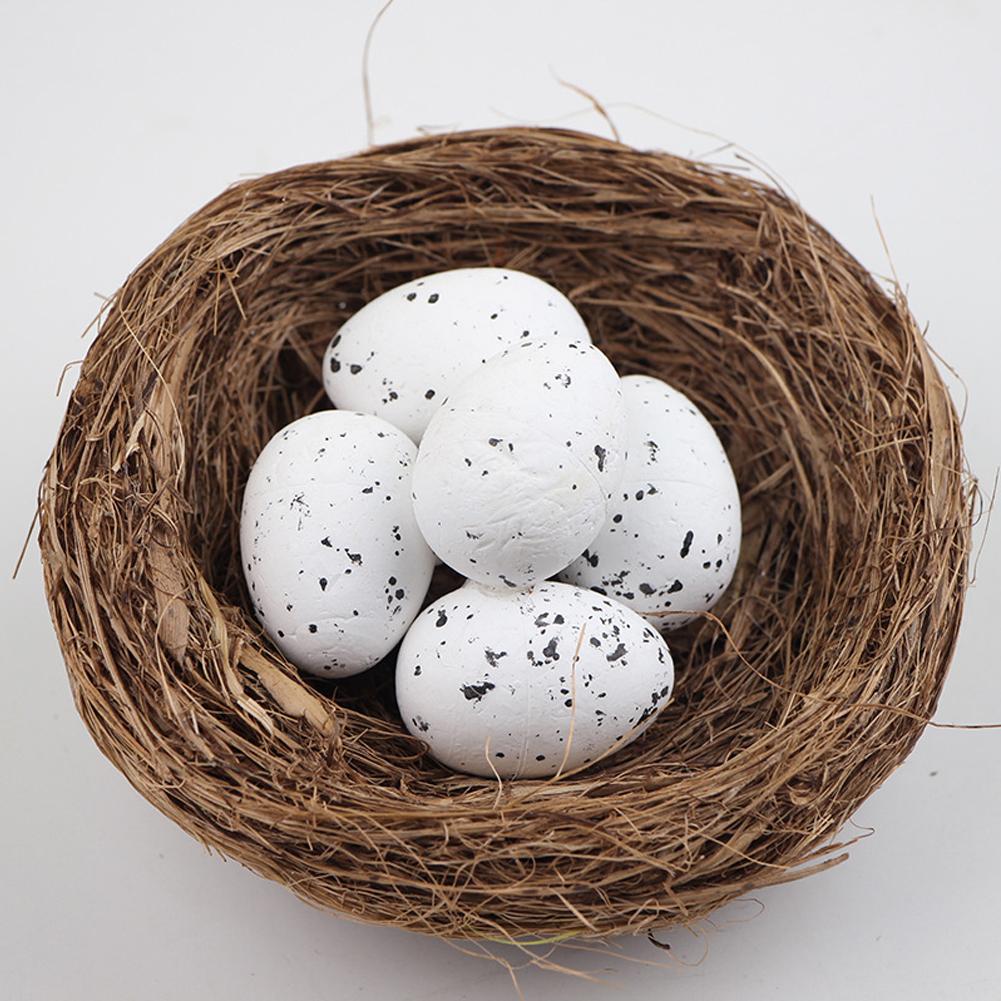 Nowe Okrągłe Rattanowe Gniazdo dla Ptaków Wielkanocne Ręcznie Robione DIY Rzemiosło Symulacja Rekwizyty Dekor Gniazda dla Ptaków budka dla ptaków C3H0