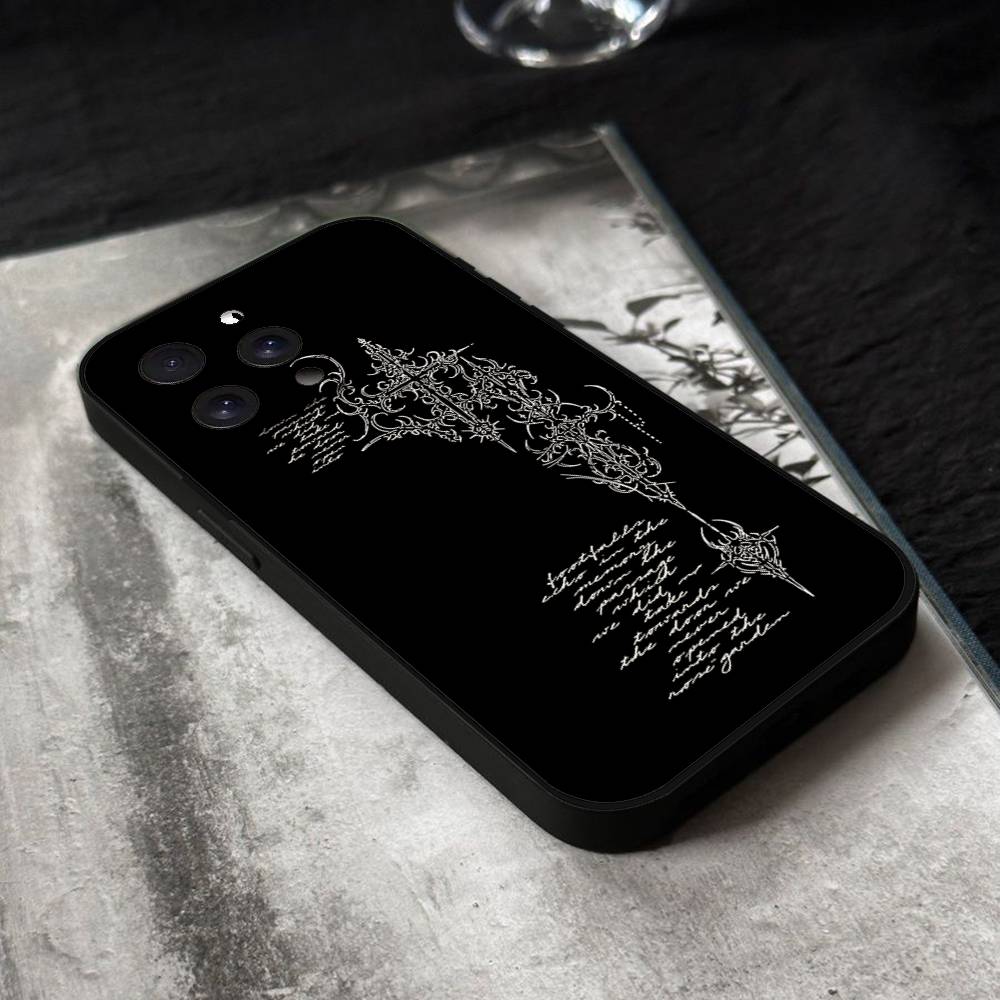 Cyber Sigil Cross Phone Case For IPhone 17,16,15,14,13,12,11 Plus,Pro,Max,XR,XS,X,7,8 Plus,Mini Black Silicone Soft