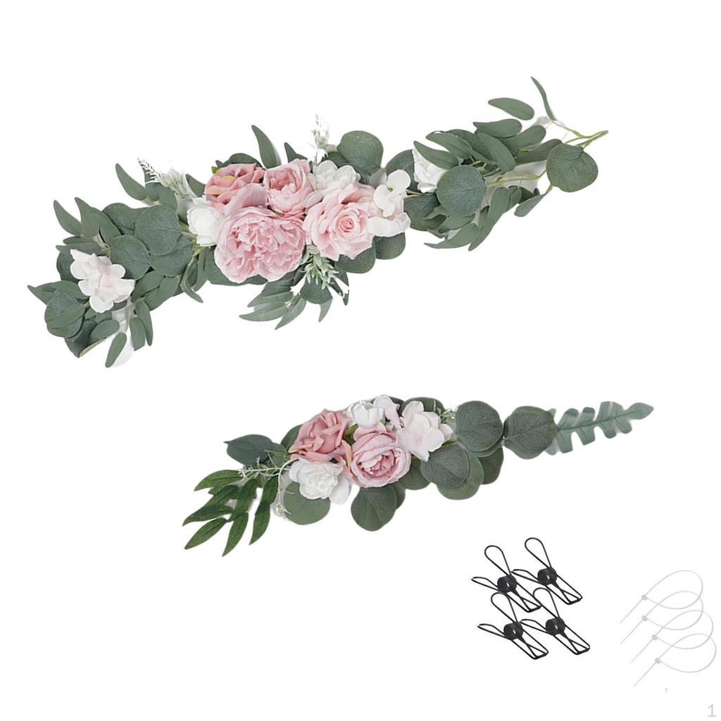 Artificial Flower Swag Rustic Backdrop Arch Handmade Rose Garland for Front Door