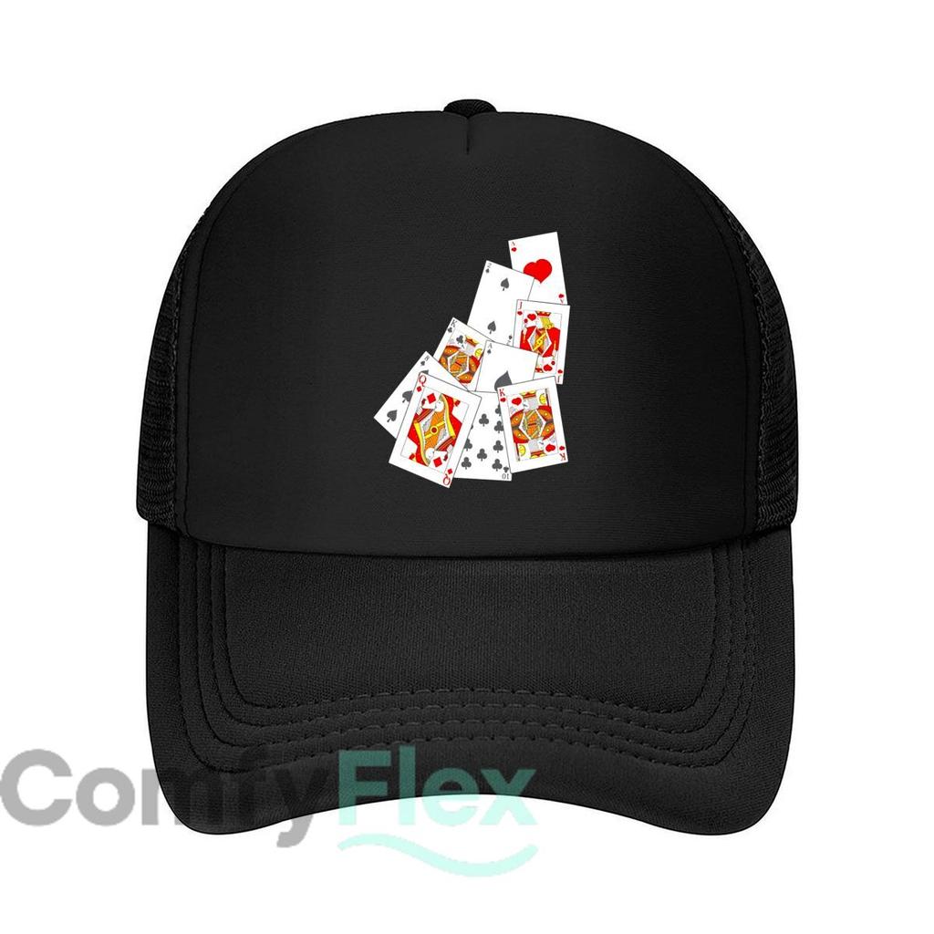 Playing Cards Collage Art Graphic Mesh Baseball Cap Casual Hat Outdoor For Womens Unisex FeUnisex