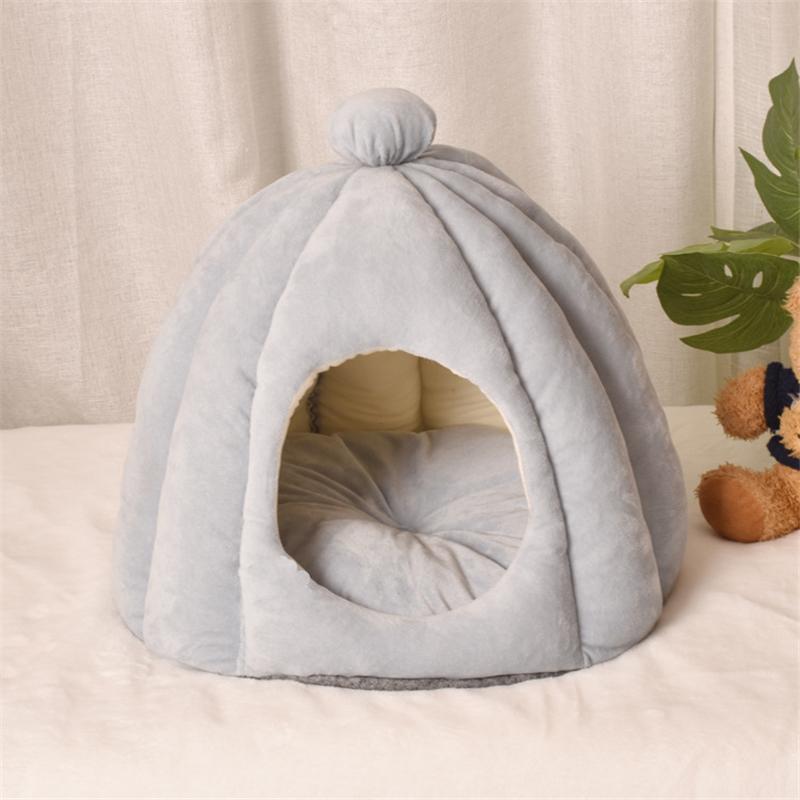 Warm Dog Bed Cave Pumpkin House Winter Thick Pet Sleep Plush Sofa Cute Slippers Shaped Small Cat Dog Nest Deep Sleeping Bag
