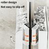 Water Ripple No-Drill Luxury Double-Head Mop Holder, Wall Mount Bathroom Broom Holder Adhesive Storage Rack